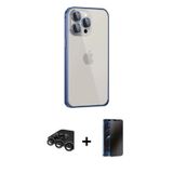 iPhone 15 Pro Max Kılıf Eksen Form Serisi - Siyah 3D Antistatik Hayalet Cam Ekran Koruyucu + Ti