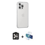 iPhone 15 Pro Max Kılıf Eksen Form Serisi - Siyah 3D Antistatik Seramik Nano Ekran Koruyucu + T
