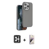 iPhone 15 Pro Max Kılıf Kıvılcım Çizgi Serisi - Siyah Bilvis 3D Mat Cam Ekran Koruyucu + Siyah