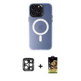 iPhone 15 Pro Max Kılıf Kozmos Çizgi Prime - Siyah Buffer Cam Ekran Koruyucu + Lacivert PVD Met
