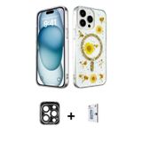 iPhone 15 Pro Max Kılıf Kozmos Doku - Siyah Bilvis 0.18mm Plus Cam Ekran Koruyucu + Lacivert PV