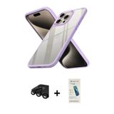 iPhone 15 Pro Max Kılıf Nova Işık Serisi - Şeffaf Pasifik Cam Ekran Koruyucu + Siyah Raze Metal