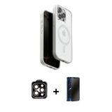 iPhone 15 Pro Max Kılıf Pusula Form Serisi - Siyah 3D Antistatik Hayalet Cam Ekran Koruyucu + T