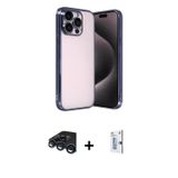 iPhone 15 Pro Max Kılıf Vadi Minimal - Siyah Bilvis 0.18mm Plus Cam Ekran Koruyucu + Lacivert R