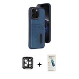 iPhone 15 Pro Max Kılıf Yörünge Işık Serisi - Şeffaf Pasifik Cam Ekran Koruyucu + Gri PVD Metal