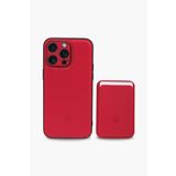 IPHONE 15 PRO MAX KIRMIZI ÖZELLİKLİ DERİ TELEFON KILIFI & KARTLIK