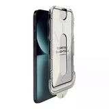 İphone 15 Pro Max Kolay Uygulama Aparatlı Dust Proof Temperli Cam Ekran Koruyucu (Siyah)