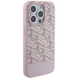 İphone 15 Pro Max Uyumlu Kılıf Guess Lisans Magsafe Şarj Özellik Yazı Logo Gcube Desen Pembe