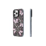 İphone 15 Pro Max Uyumlu Kılıf Magsafe Özellikli Kelebek Desenli Youngkit Shadow Dance Serisi Gri