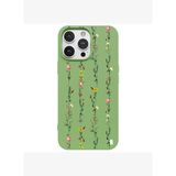iPhone 15 Pro Max Yeşil Lansman Renkli Silikon Floral Stripes Tasarımlı Premium Kılıf