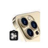 iPhone 15 Pro / Pro Max için IPG ProLENS Kamera Lens Koruyucu Elmas Taşlı Çerçeveli, Kırılmaz Cam - Altın