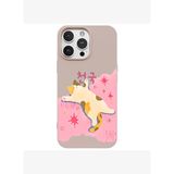 iPhone 15 Pro Pudra Cat Sleeping Kamera Korumalı Premium Lansman Renkli Silikon Kılıfı