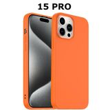 iPhone 15 Pro Turuncu Silikon Kılıf Leke Tutmaz İçi Süet Silinebilir Kamera Yükseltili Kapak