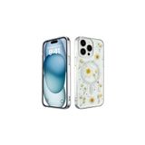 iPhone 15 Pro Uyumlu Kılıf Daisy Simli Magsafe Silikon Kapak Gümüş