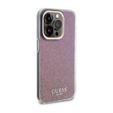 İphone 15 Pro Uyumlu Kılıf Guess Lisanslı Yazı Logolu Mirror Disco Kapak pembe