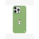 iPhone 15 Pro Yeşil Lansman Renkli Silikon New Year Kedi Tasarımlı Premium Kılıf