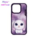 iPhone 15 Uyumlu 3D Göz Mor Tavşan Detaylı Nakış İşlemeli Kabartmalı Big Eyes Kılıf