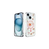 iPhone 15 Uyumlu Kılıf Daisy Simli Magsafe Silikon Kapak Pembe
