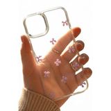 iPhone 15 Uyumlu Şeffaf Kurdele Desenli Yumuşak Koruma Kılıfı – İnce, Esnek, Çizilmez Tasarım, Kamera Korumalı Şeffaf Telefon Kapak Mor