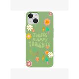 iPhone 15 Yeşil Think Happy Renkli Silikon Kılıfı