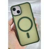iPhone 15 - Yükseltilmiş Kamera Korumalı Buzlu Sararmaz Kablosuz Magsafe Özellikli Vio Kılıf - Koyu Yeşil