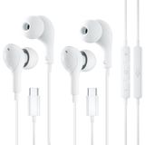 iPhone 16 15 için 2'li Paket USB C Kulaklık, iPad Pro Air Mini, iPad 10, MacBook, Samsung S25 S24/Google Pixel 9/8/7 için Mikrofon ve Ses Kontrollü Kablolu Kulaklıklar