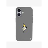 iPhone 16 Gri Lansman Renkli Silikon Cat Lover Kedi Tasarımlı Kılıf