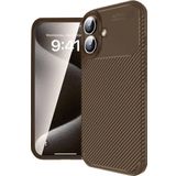 İphone 16 Kılıf Auto Focus Karbon Kapak - Kahverengi
