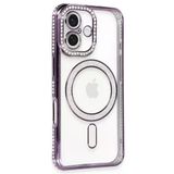 İphone 16 Kılıf Joke Simli Magneticsafe Kılıf - Derin Mor