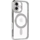 İphone 16 Kılıf Joke Simli Magneticsafe Kılıf - Gümüş
