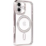 İphone 16 Kılıf Joke Simli Magneticsafe Kılıf - Pembe
