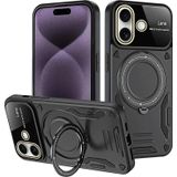 İphone 16 Kılıf Joy Lens Standlı Kapak - Siyah