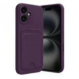 İphone 16 Kılıf Kelvin Kartvizitli Silikon - Derin Mor