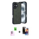 iPhone 16 Kılıf Kıvılcım Işık Serisi - Siyah 3D Antistatik Mat Seramik Nano Ekran Koruyucu + Pe
