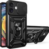 İphone 16 Kılıf Pars Lens Yüzüklü Silikon - Siyah