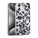 iPhone 16 Plus İle Uyumlu Kılıf Desenli Mep Kapak Gri Leopar
