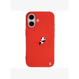 iPhone 16 Plus Kırmızı Lansman Renkli Silikon Fliying Panda Tasarımlı Premium Kılıf