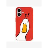 iPhone 16 Plus Kırmızı What Duck Ördek Tasarımlı Kamera Korumalı Renkli Silikon Kılıf