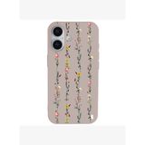 iPhone 16 Plus Pudra Lansman Renkli Silikon Floral Stripes Tasarımlı Premium Kılıf