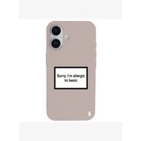 iPhone 16 Plus Pudra Lansman Renkli Silikon I'm Allergic Yazılı Kamera Korumalı Telefon Kılıf