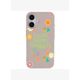 iPhone 16 Plus Pudra Think Happy Renkli Silikon Kılıfı