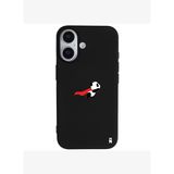 iPhone 16 Plus Siyah Lansman Renkli Silikon Fliying Panda Tasarımlı Premium Kılıf