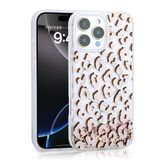 iPhone 16 Pro İle Uyumlu Kılıf Sıvılı Simli Baskılı Şeffaf Arka Yüzey Mossa Silikon Kapak