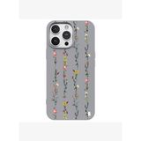 iPhone 16 Pro Max Gri Lansman Renkli Silikon Floral Stripes Tasarımlı Premium Kılıf
