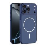 iPhone 16 Pro Max için Magsafe ile Uyumlu Parmak İzi Tutmayan Alüminyum Görünümlü Kılıf Süper Wireless Kablosuz Şarj Destekli Sert ve Dayanıklı Polikarbon Malzeme (Lacivert, iPhone 16 Pro Max)