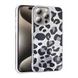 iPhone 16 Pro Max İle Uyumlu Kılıf Desenli Mep Kapak Gri Leopar