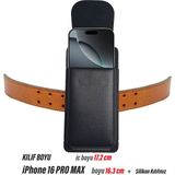 iPhone 16 Pro Max Kemer Kılıfı - 16 Plus Bel Kemer Kılıf Kapaklı Çanta - 17cm DİK