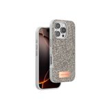 İphone 16 Pro Max Kılıf Bright Zarif Boncuk İşlemeli Tasarım Simli Kapak Gold