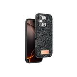 İphone 16 Pro Max Kılıf Bright Zarif Boncuk İşlemeli Tasarım Simli Kapak Siyah
