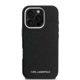 İphone 16 Pro Max Kılıf Karl Lagerfeld Lisanslı Pu Deri Damgalı Metal Yazı Logolu Kapak